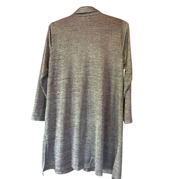 Chicos Women's Long Layering Grey Knit Jacket Size 2 Polyester Spandex Blend Wi - Picture 2 of 13